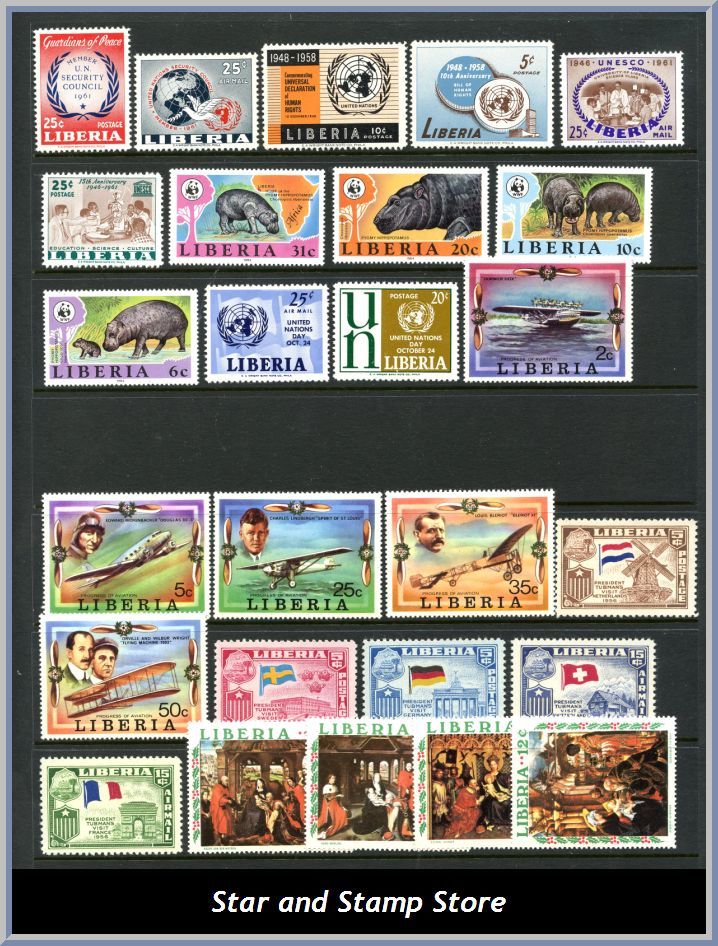 Liberia | Lot felfria märken