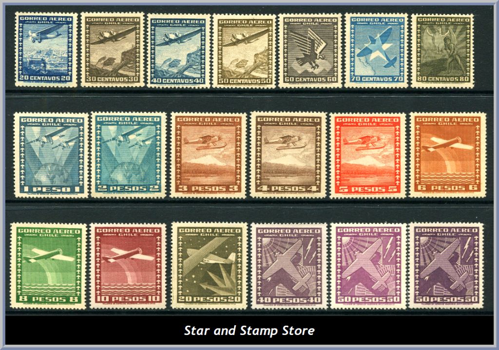 Chile | Mi 333-347,347 A,347 B,347 D a+b