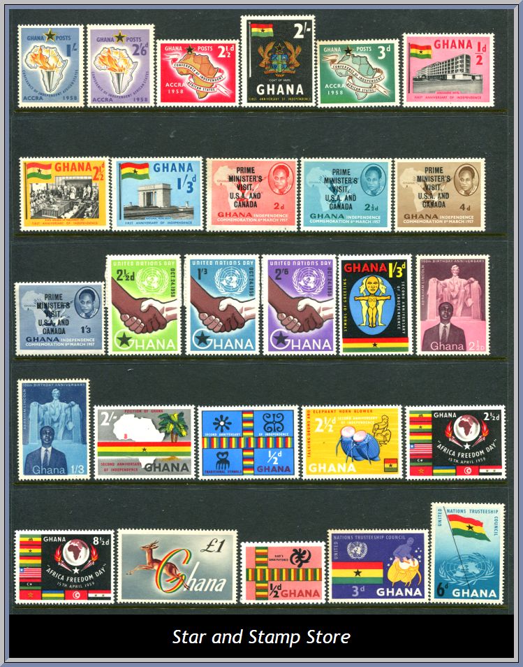 Ghana | Lot felfria märken