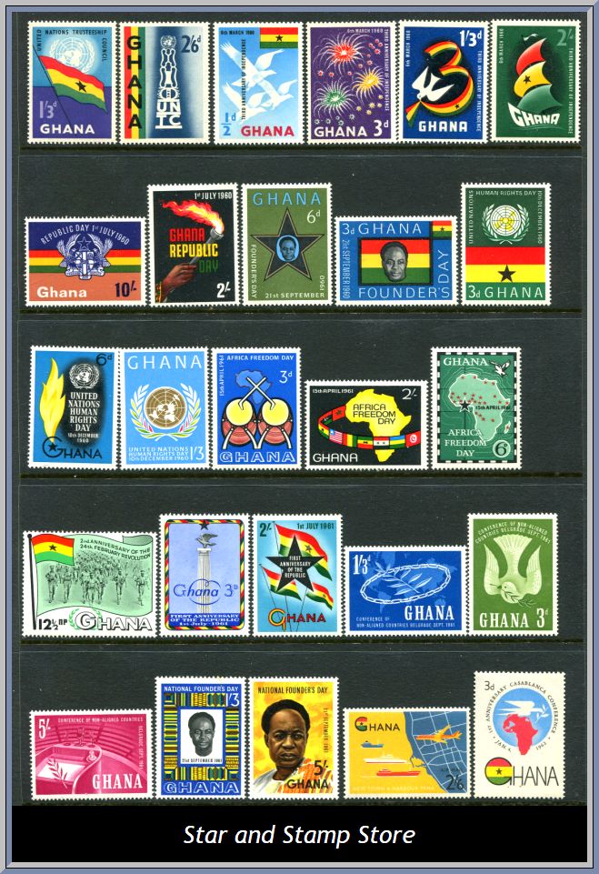 Ghana | Lot felfria märken