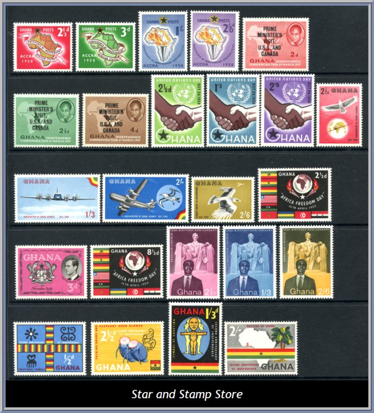 Ghana | Lot felfria märken