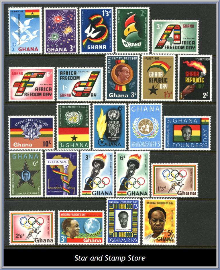 Ghana | Lot felfria märken