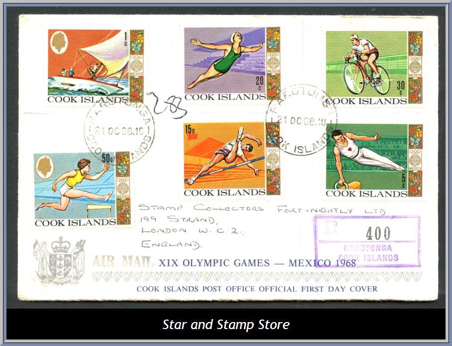 Cook Islands | SG 277-282 på flygbrev till England