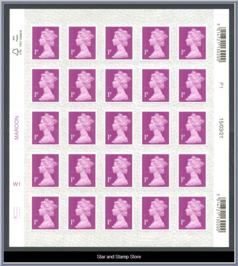 England | 1p maroon 15/03/21 i helark