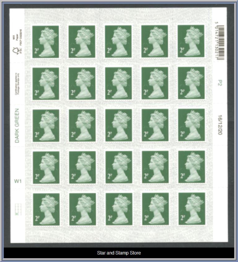 England | 2p Dark Green 16/12/20 i helark