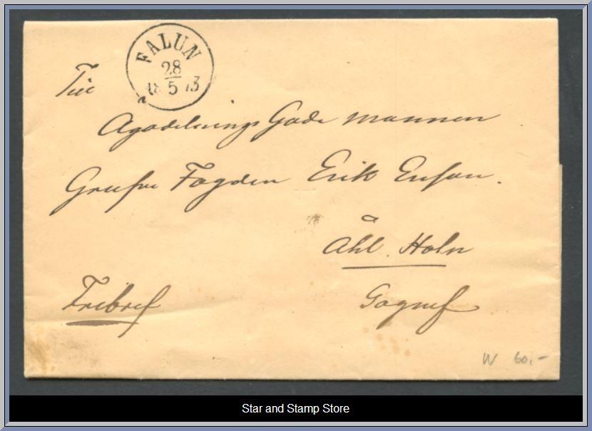 Falun | Normalstämpel 10 28-5-1873 på fribref till Gagnef