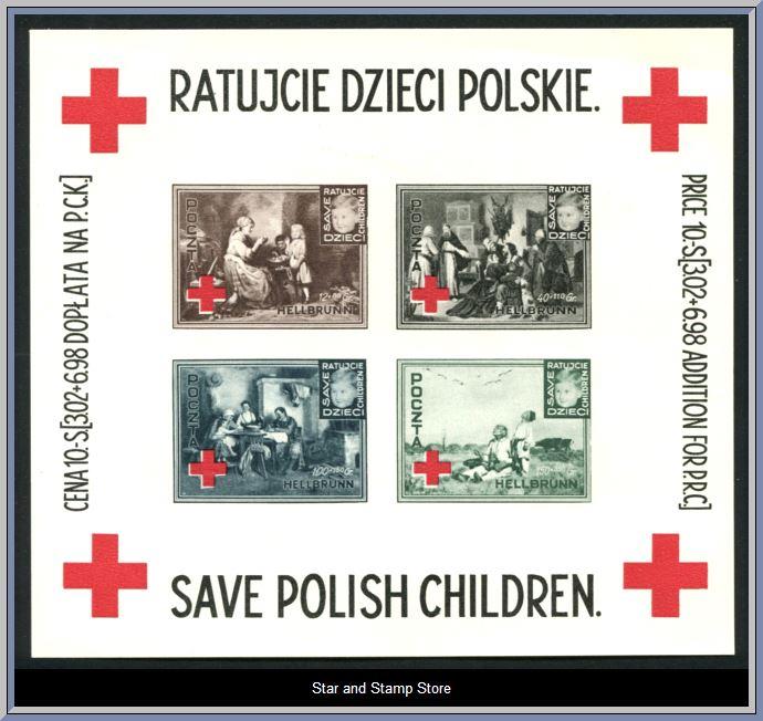 Polen | Polish DP Camp Stamp Hellbrunn Austria - Block från 1946
