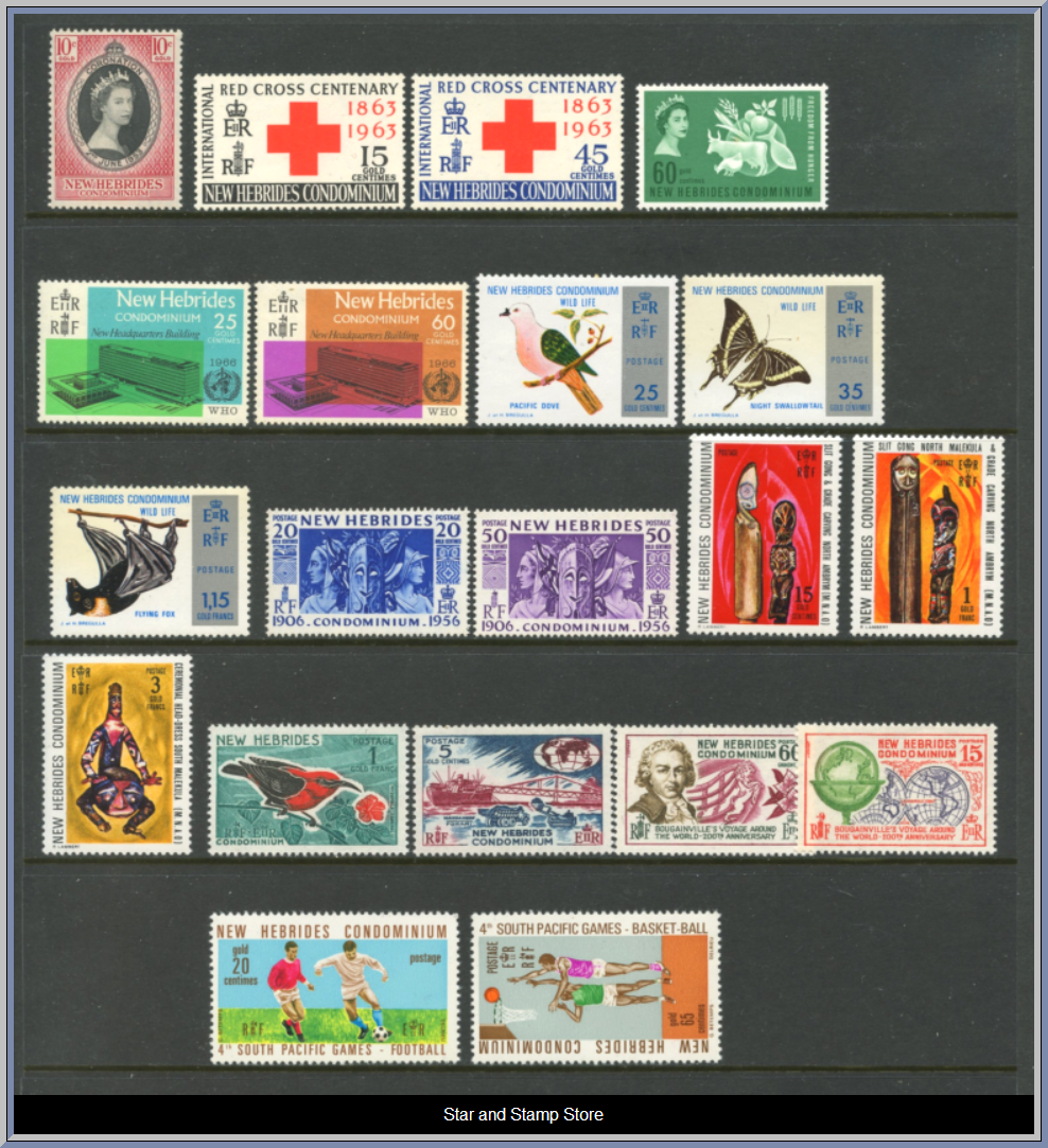 New Hebrides | Lot felfria märken