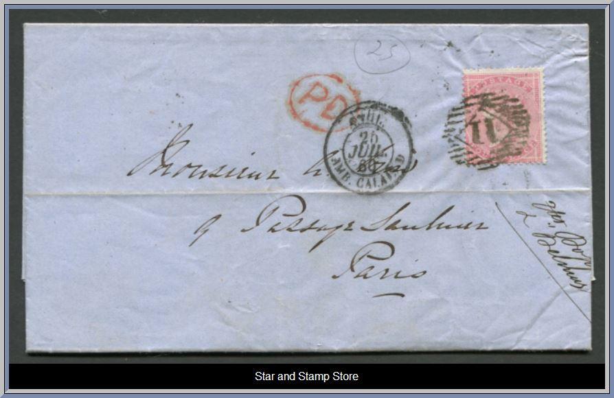 England | SG 66 på trevligt brev London-Paris 1860
